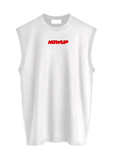 NOWUP NUTRITION Gym Rat White Men's Sports Tank Top - Oversize, 100% Cotton