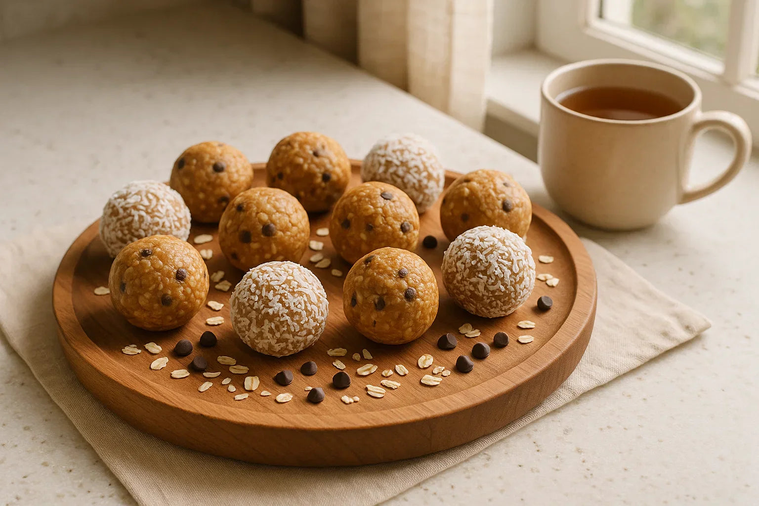 Enerji Dolu Tatlı Kaçamağı: Fıstık Ezmeli & Yulaflı Enerji Topları 🔋 (Fırınsız, Pratik & Fit)