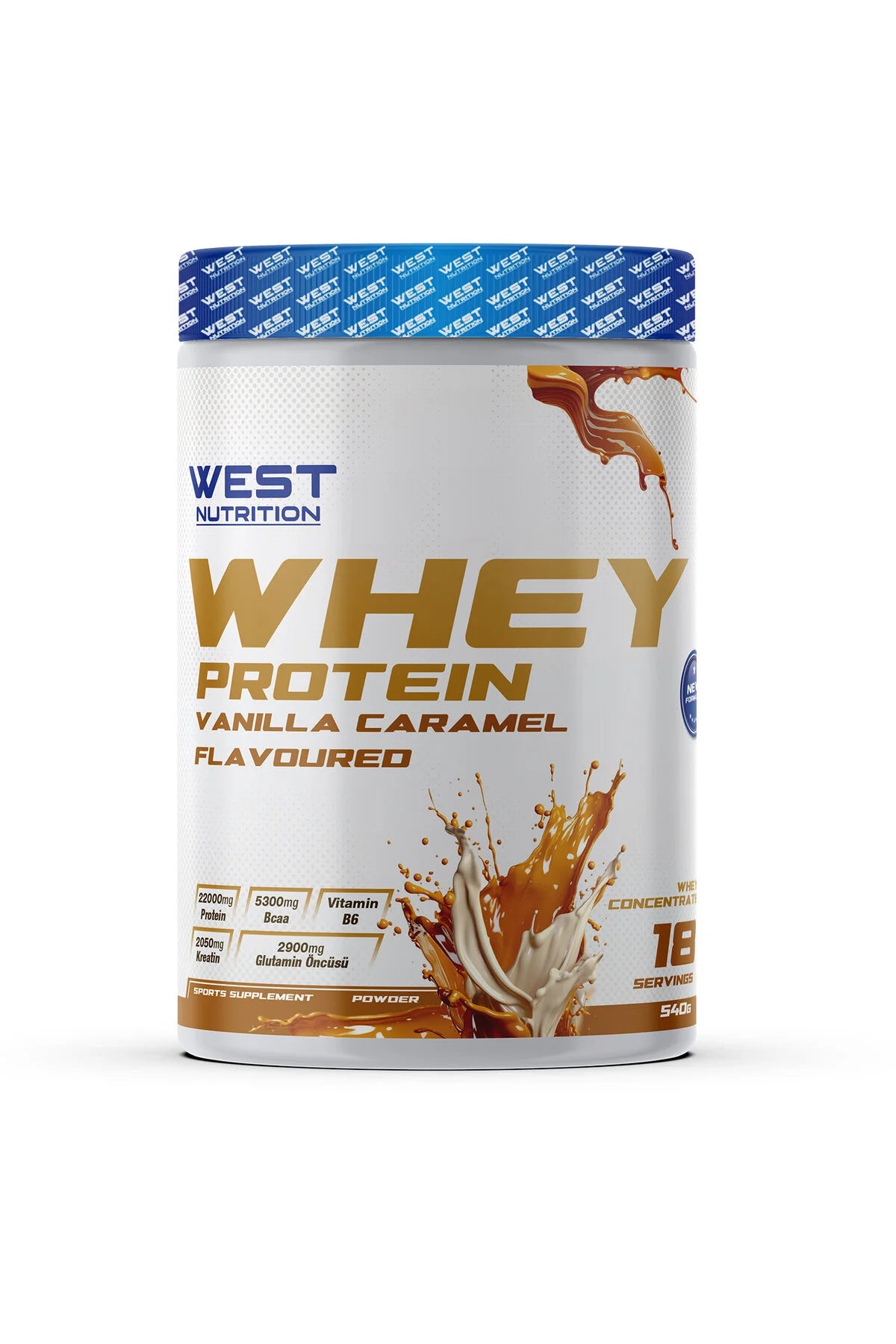 West Whey Protein Tozu 540g 18 Servis - Vanilya Karamel Aromalı
