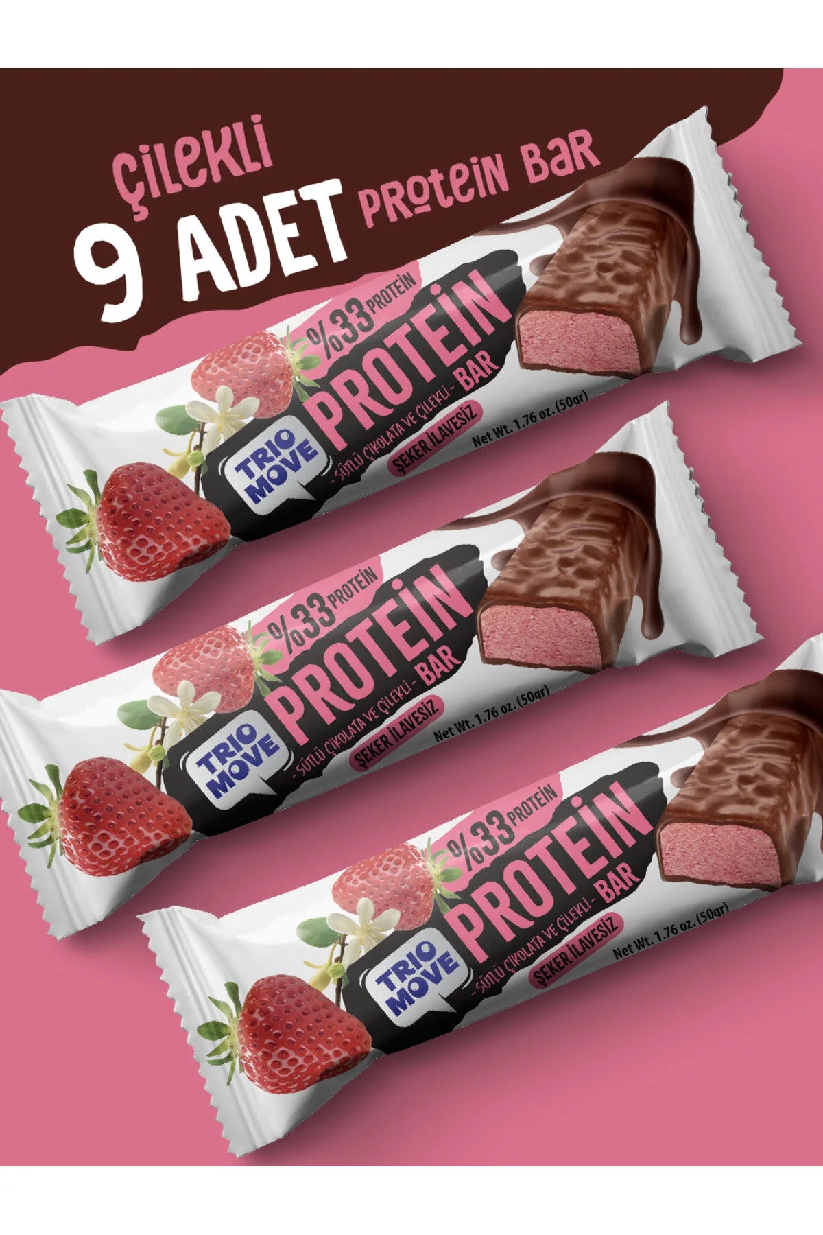 Trio Move %33 Protein Bar Çilek 9 Adet x 50 gram