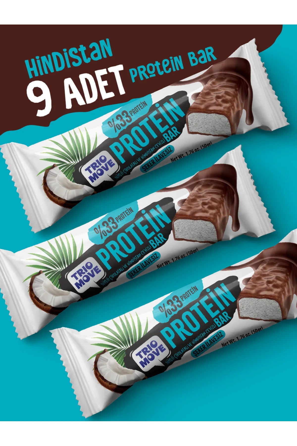 Trio Move %33 Protein Bar Hindistan Cevizli 9 Adet x 50 gram