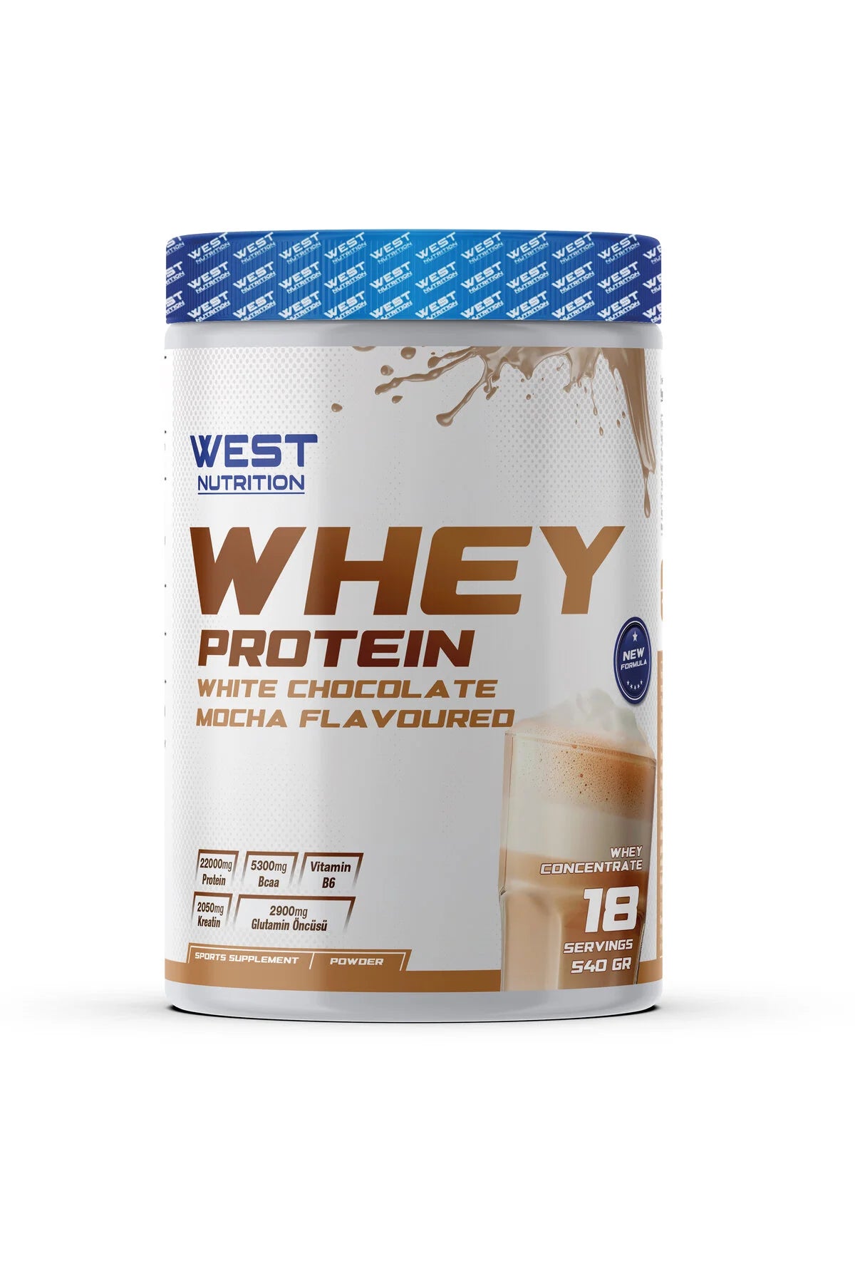 West Whey Protein Tozu 540g 18 Servis - Beyaz Çikolata ve Mocha Aromalı