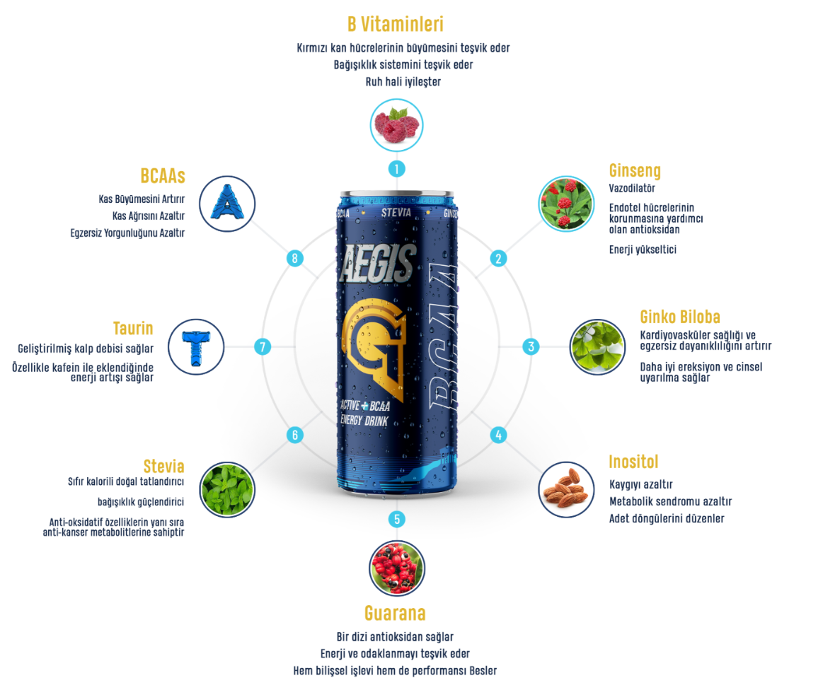 Aegis BCAA+ Şekersiz Enerji İçeceği 250ml Tekli Kutu