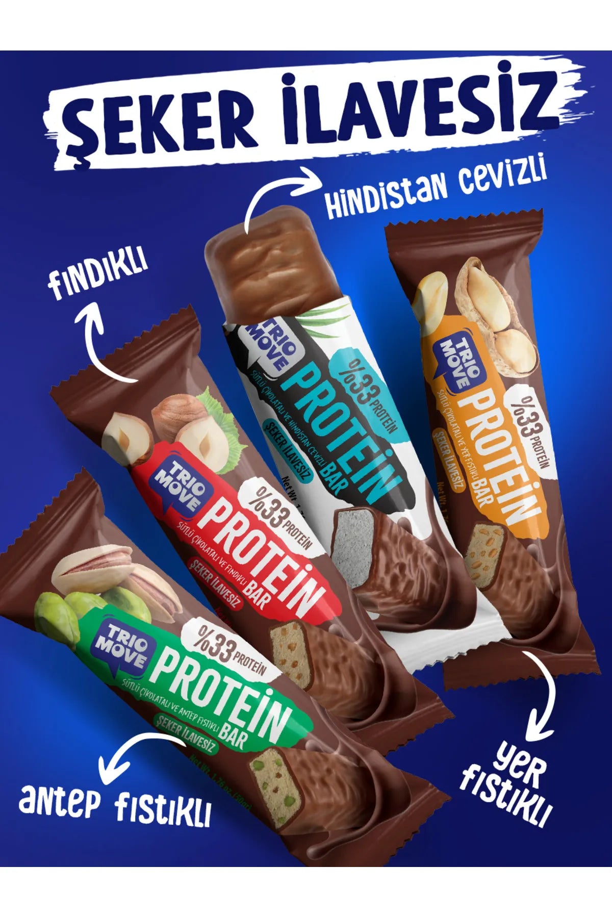 Trio Move %33 Protein Bar Parçacıklı Fındık 1 Adet x 50 gram (Tekli)