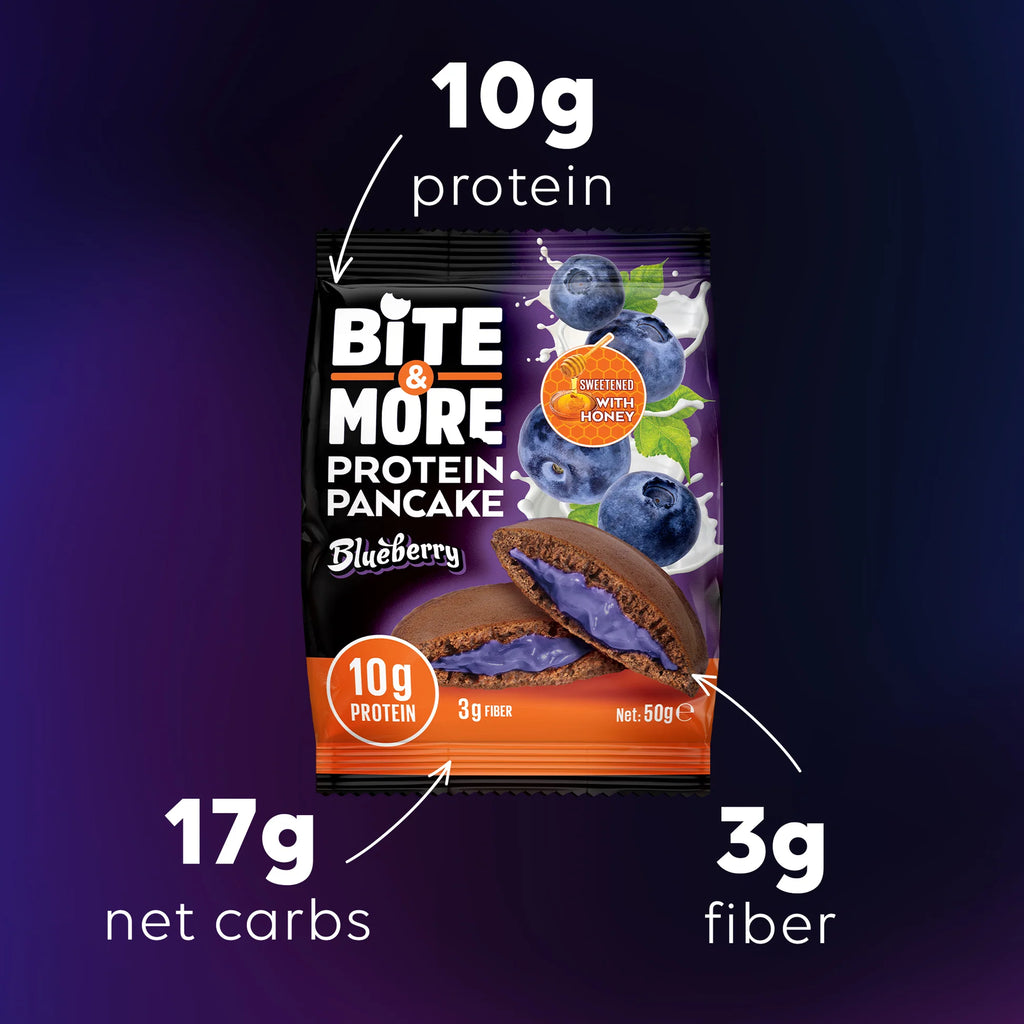 Bite & More Protein Pancake 50g Yaban Mersinli Pankek (12li Kutu)