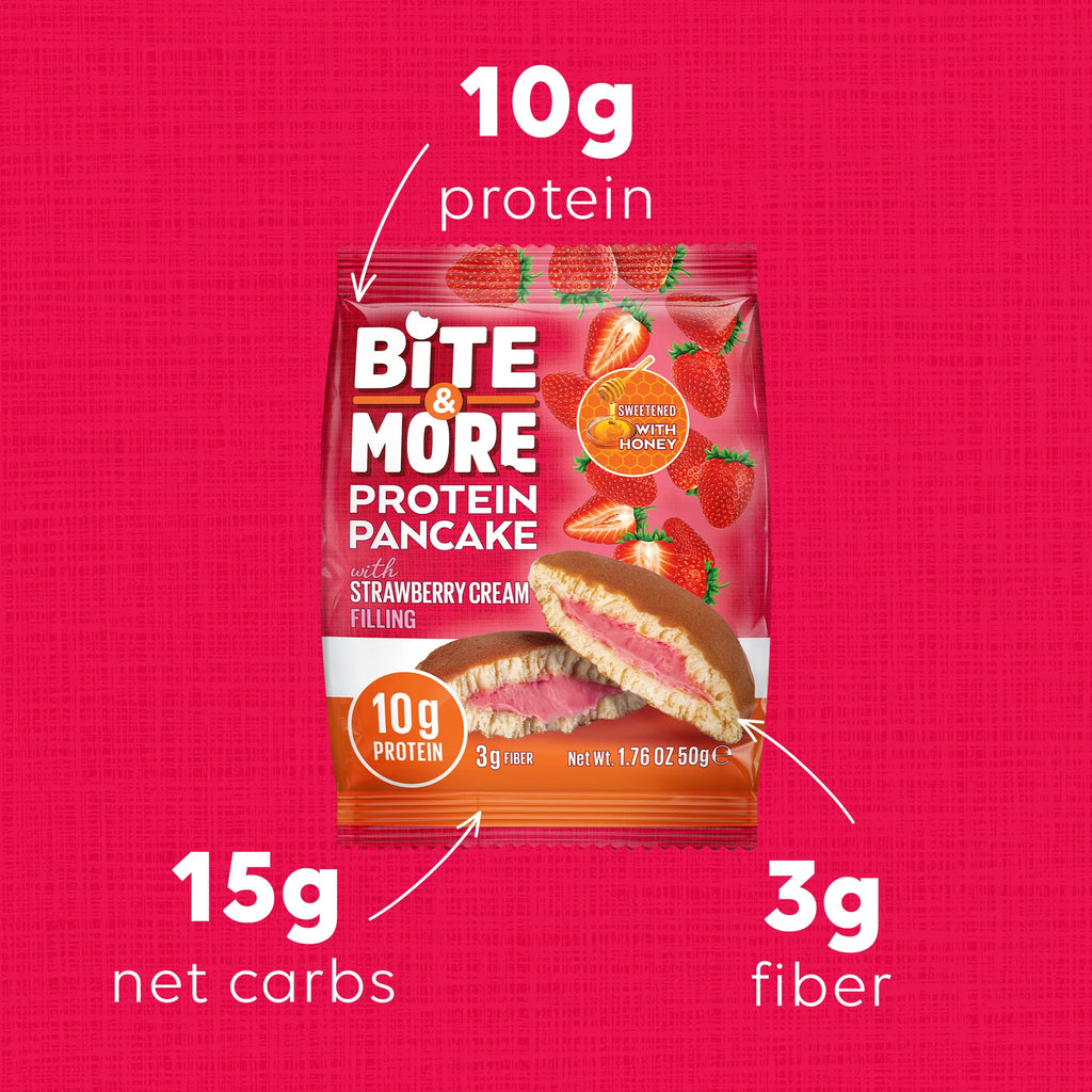 Bite & More Protein Pancake 50g Çilek Kremalı Pankek (12li Kutu)