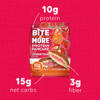 Bite & More Protein Pancake 50g Çilek Kremalı Pankek (12li Kutu)