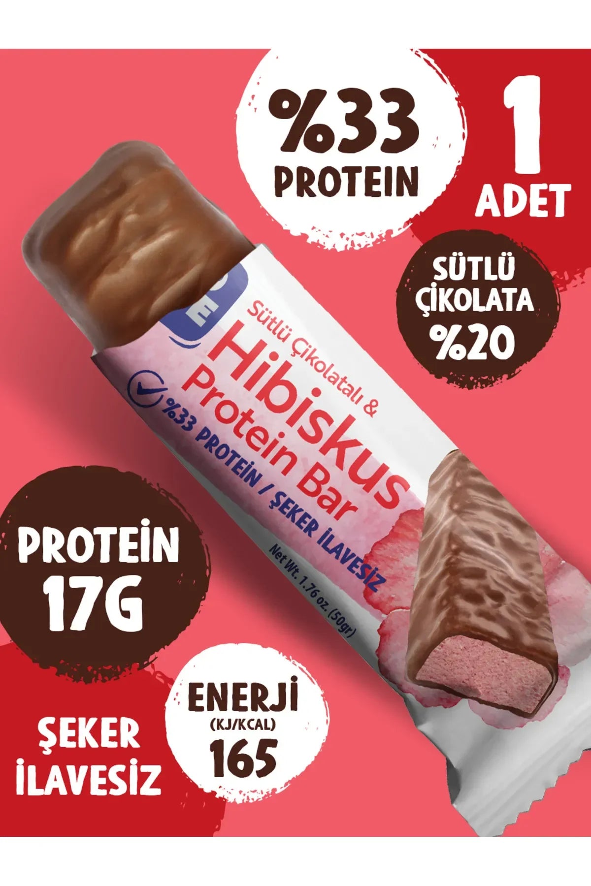 Trio Move %33 Protein Bar Hibiskus 50g - Yüksek Protein (Tekli)