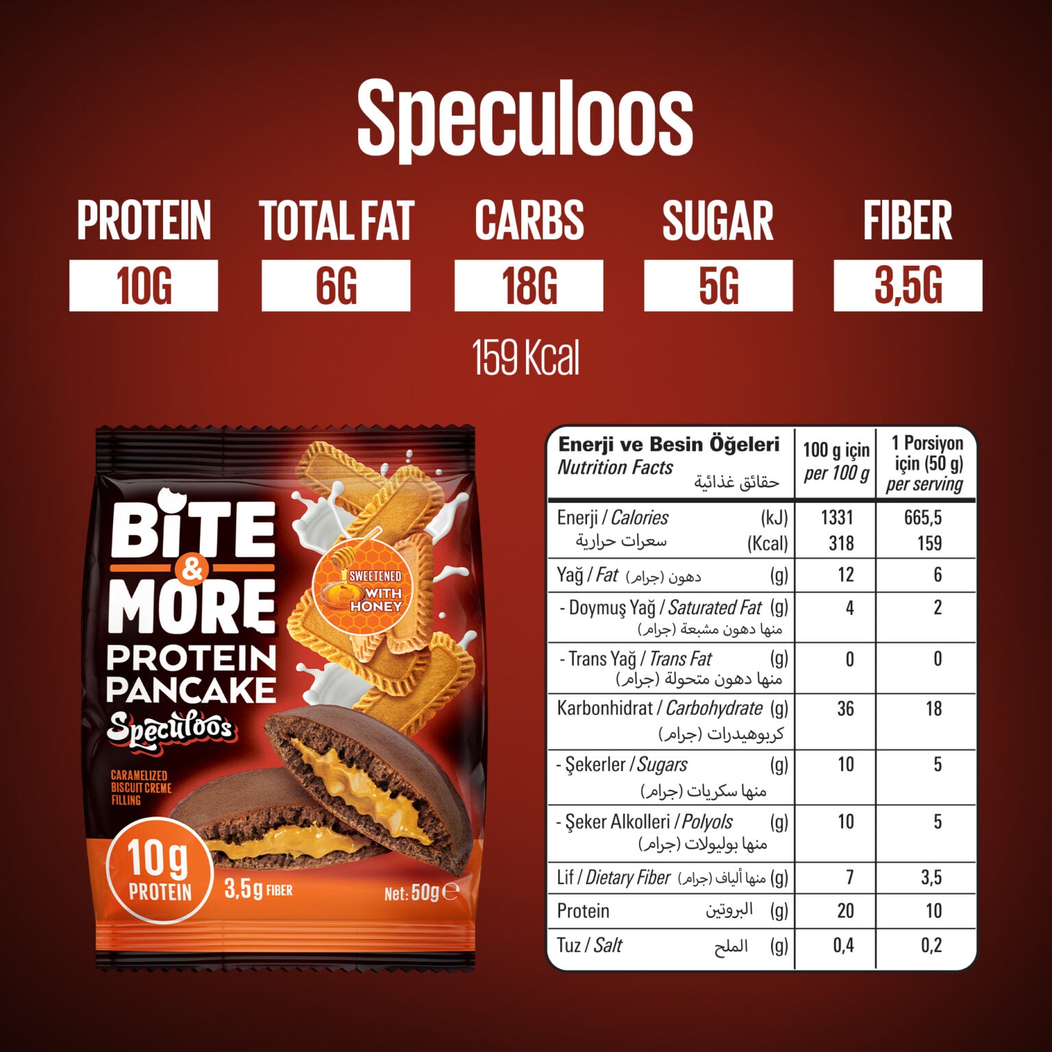 Bite and More Proteinli Pankek – Speculoos (50g / Tekli Pancake)