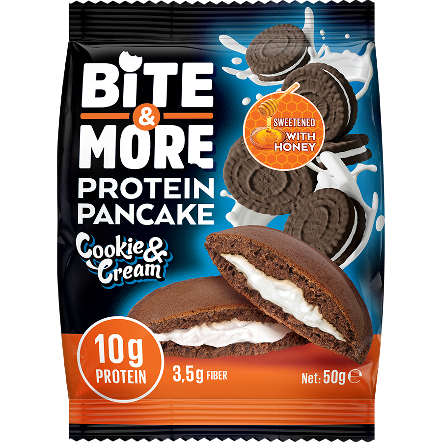 Bite & More Proteinli Pancake 50g Kurabiye ve Kremalı Pankek(Tekli) Ürün ana görseli