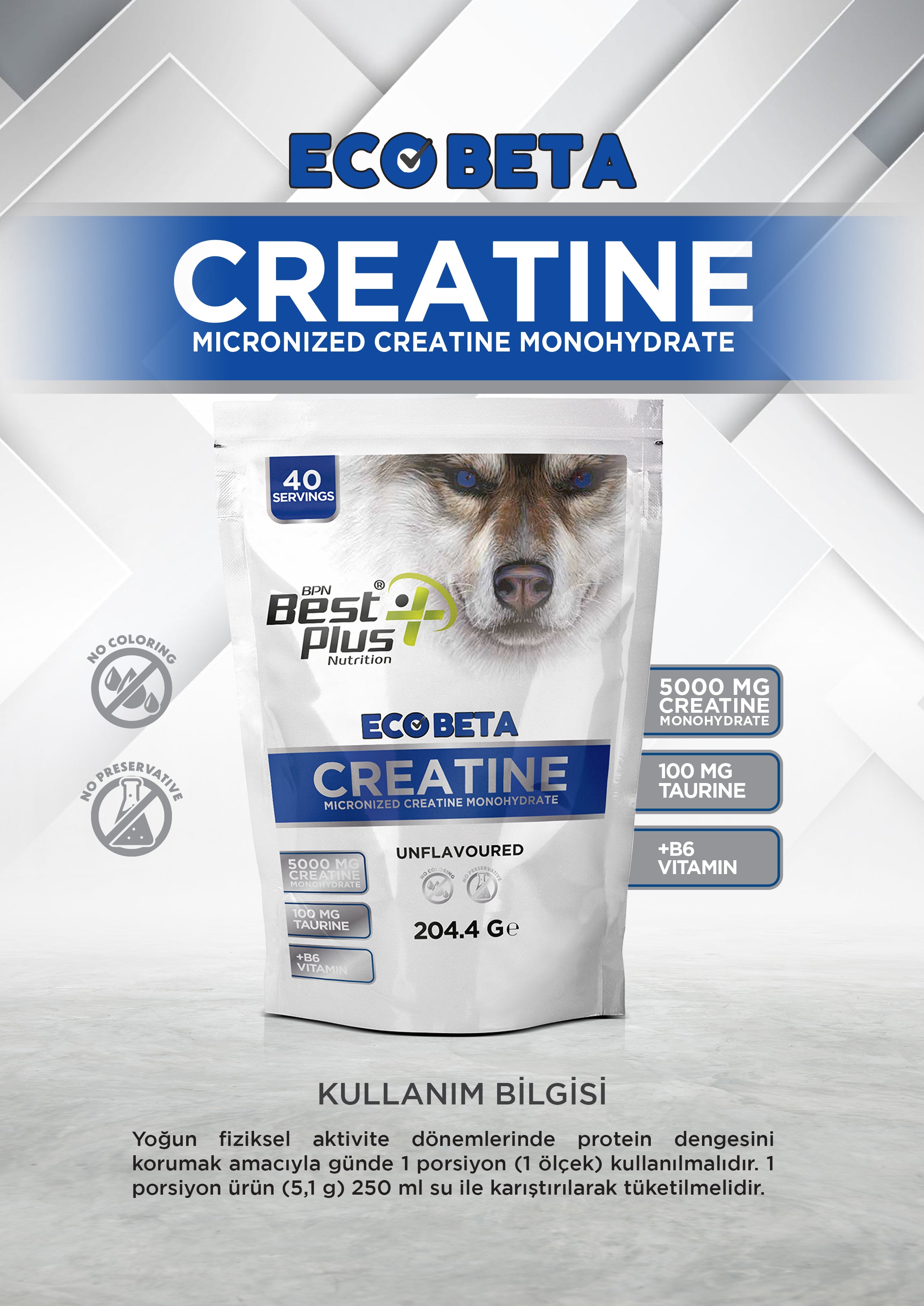 BPN Mikronize Kreatin Monohidrat 204g Aromasız