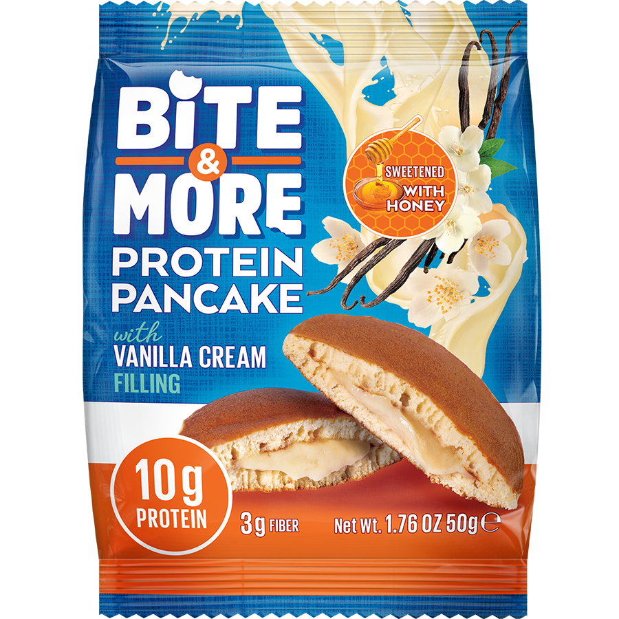 Bite & More Protein Pancake 50g Vanilya Kremalı Pankek (12li Kutu) Ürün ana görseli