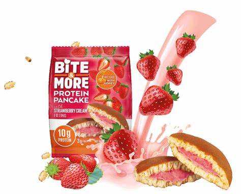 Bite & More Proteinli Pancake 50g Çilekli Pankek(Tekli)