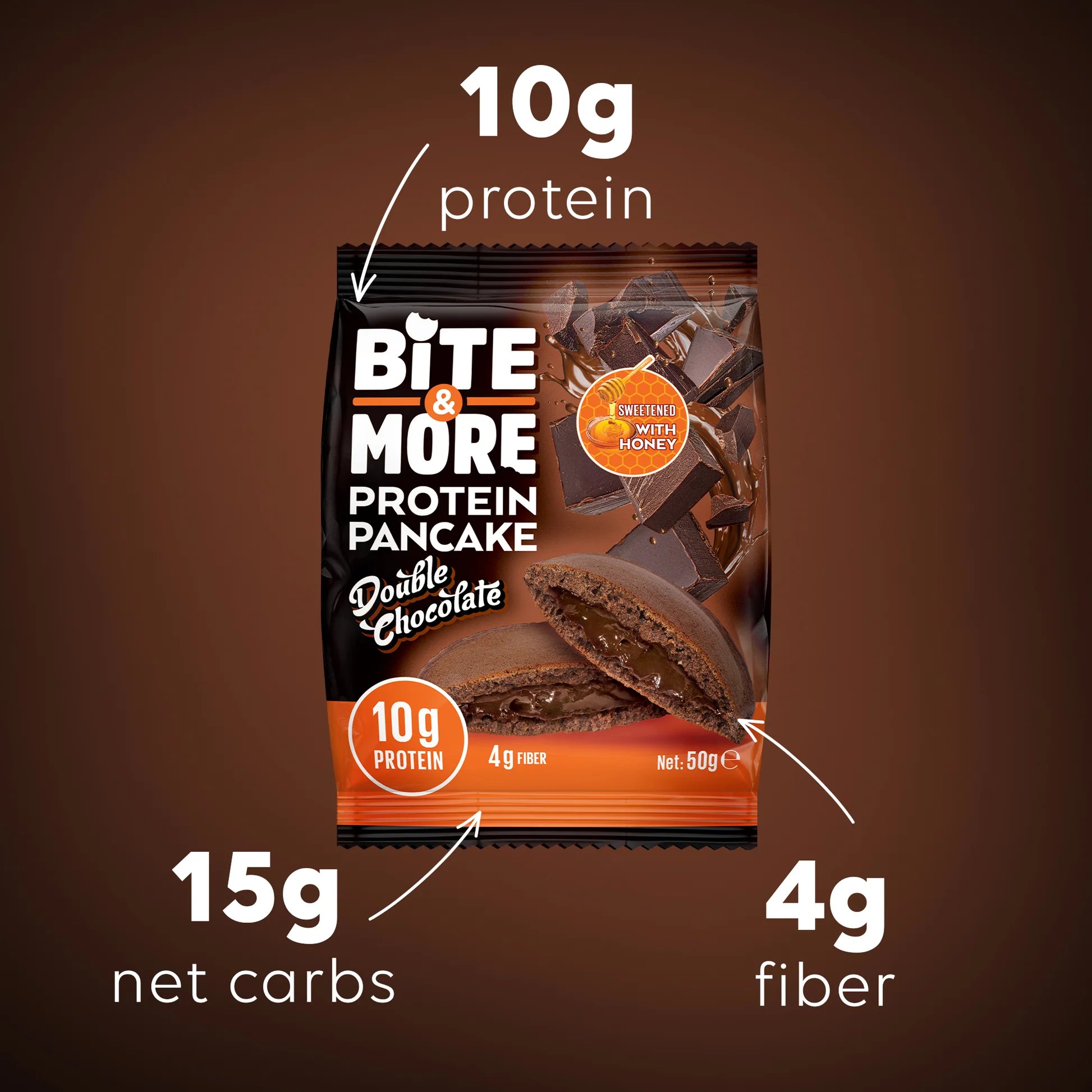 Bite & More Protein Pancake 50g Duble Çikolatalı Pankek (12li Kutu)