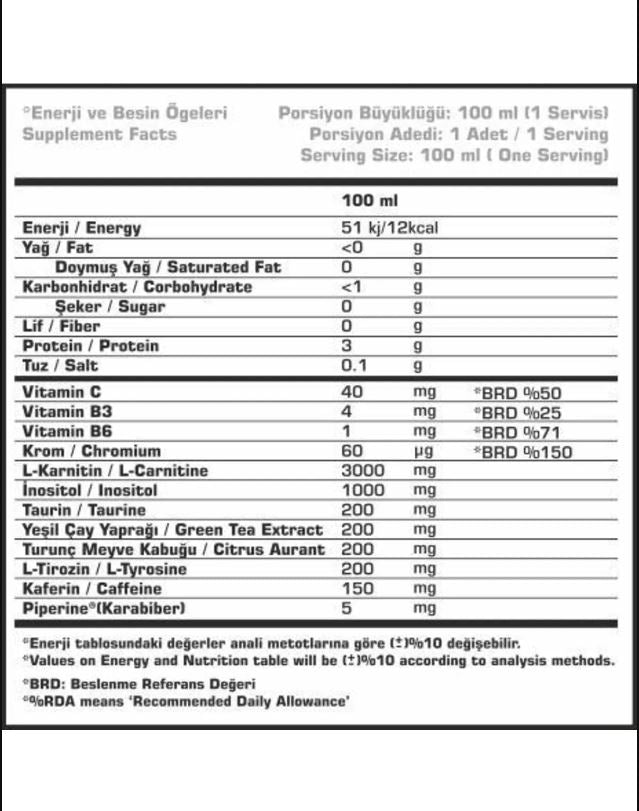 SSN Carniflame 3000mg L-Karnitin Limon - 100ml (Tekli Shot) Ürün ikincil görseli