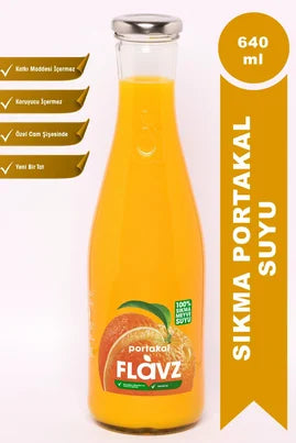 Flavz %100 Doğal Portakal Sıkma Meyve Suyu - 640ml Cam Şişe Ürün ana görseli