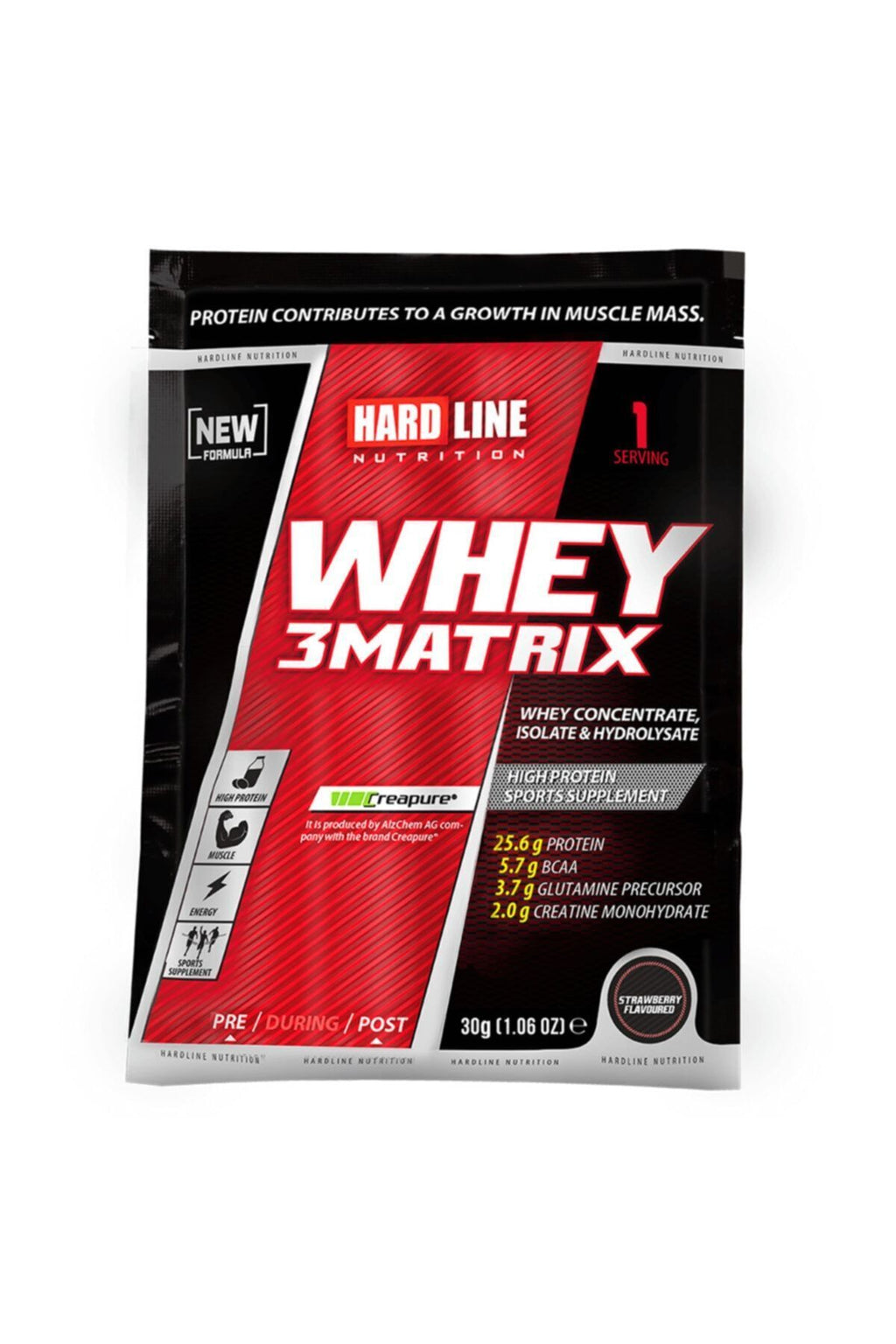 Hardline Whey 3 Matrix Protein 30g Çilek Aromalı Protein Tozu(Tekli)