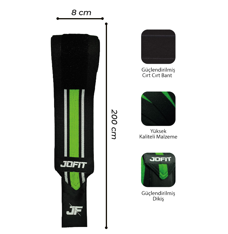 Jofit Knee Wraps Diz Bandajı Siyah Yeşil