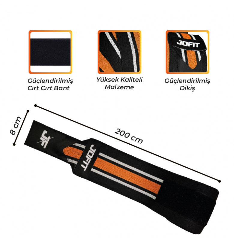 Jofit Knee Wraps Diz Bandajı Siyah Turuncu