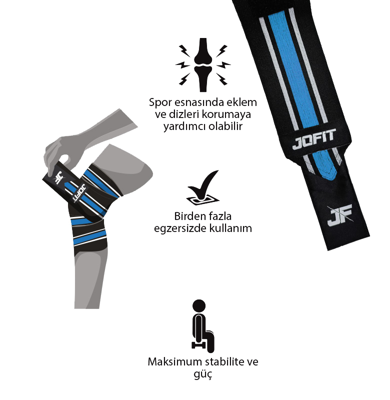 Jofit Knee Wraps Siyah - Mavi