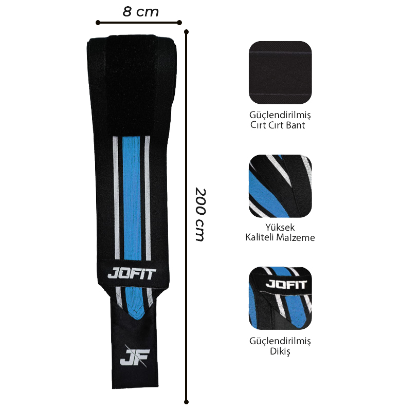 Jofit Knee Wraps Siyah - Mavi