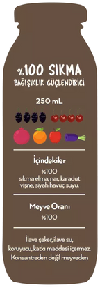 Naren Sıkma %100 Nar & Karadut & Vişne & Elma ve Siyah Havuç Suyu - 250ml