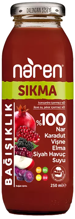 Naren Sıkma %100 Nar & Karadut & Vişne & Elma ve Siyah Havuç Suyu - 250ml Ürün ana görseli