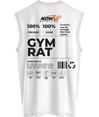 NOWUP NUTRITION Erkek Oversize Spor Atlet Pamuk - Beyaz Gym Rat