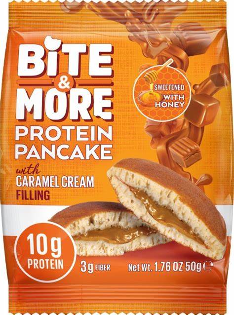 Bite & More Proteinli Pancake 50g Karamel Kremalı Pankek(Tekli) Ürün ana görseli