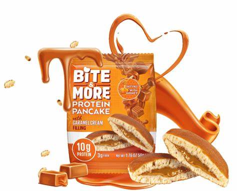 Bite & More Proteinli Pancake 50g Karamel Kremalı Pankek(Tekli)