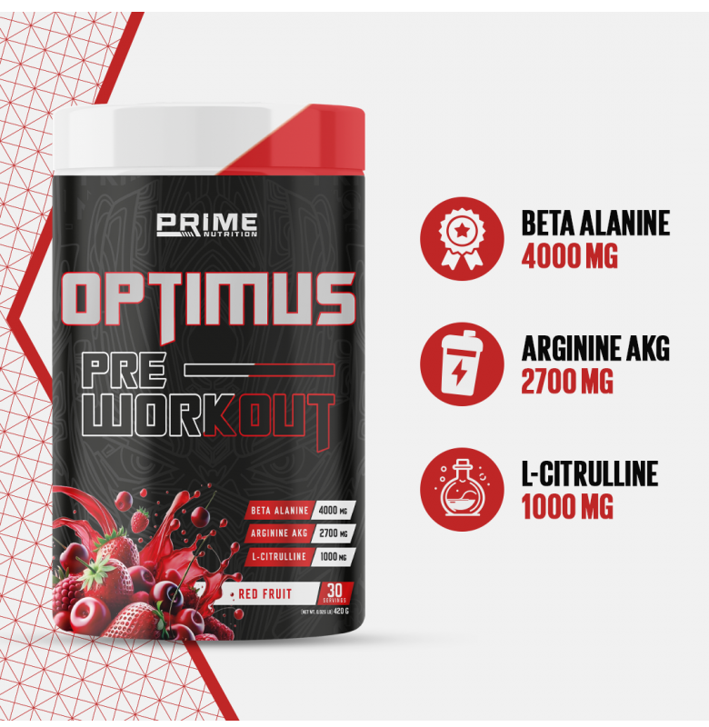 Prime Nutrition Optimus Pre-Workout 420g - Red Fruit Energy Secondary image