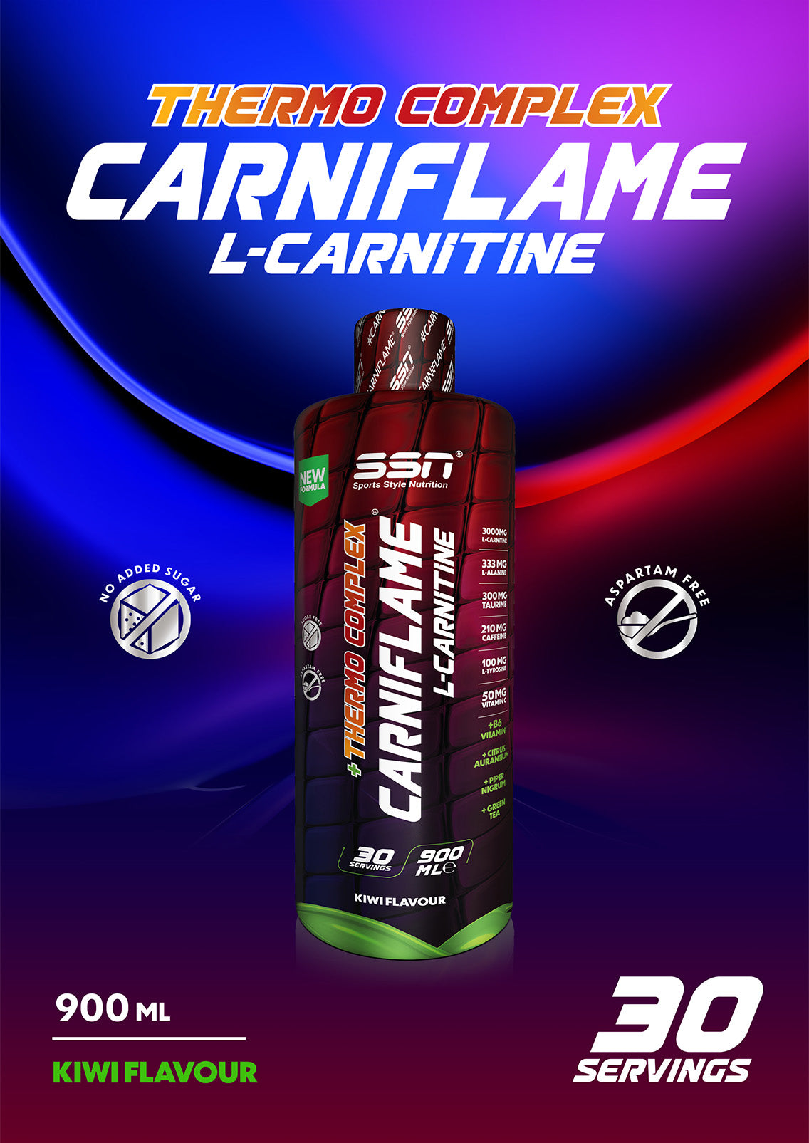 SSN Carniflame 3000mg L-Karnitin 900ml Kivi Aromalı Ürün ikincil görseli