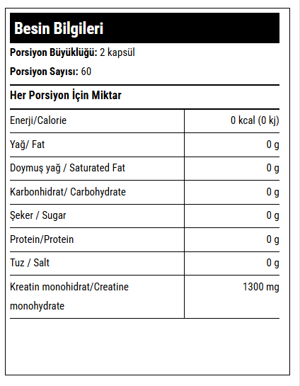 Hardline Creapure Kreatin Monohidrat Takviyesi 120 Kapsül