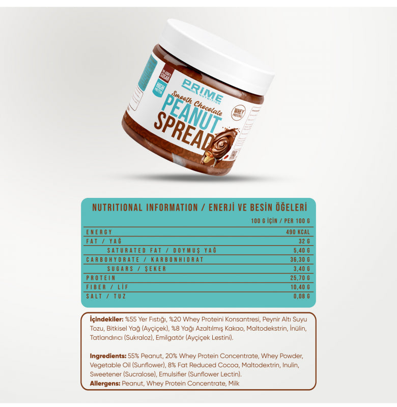 Prime Nutrition Smooth Peanut Spread Çikolata 350 gram