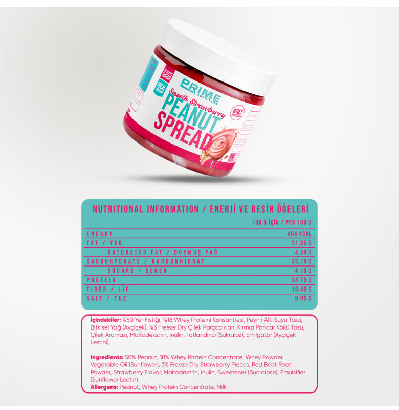 Prime Nutrition Smooth Peanut Spread Çilek 350 gram