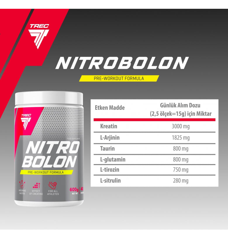 Trec Nutrition Nitrobolon Pre-Workout 600g Tropikal Meyve Aromalı
