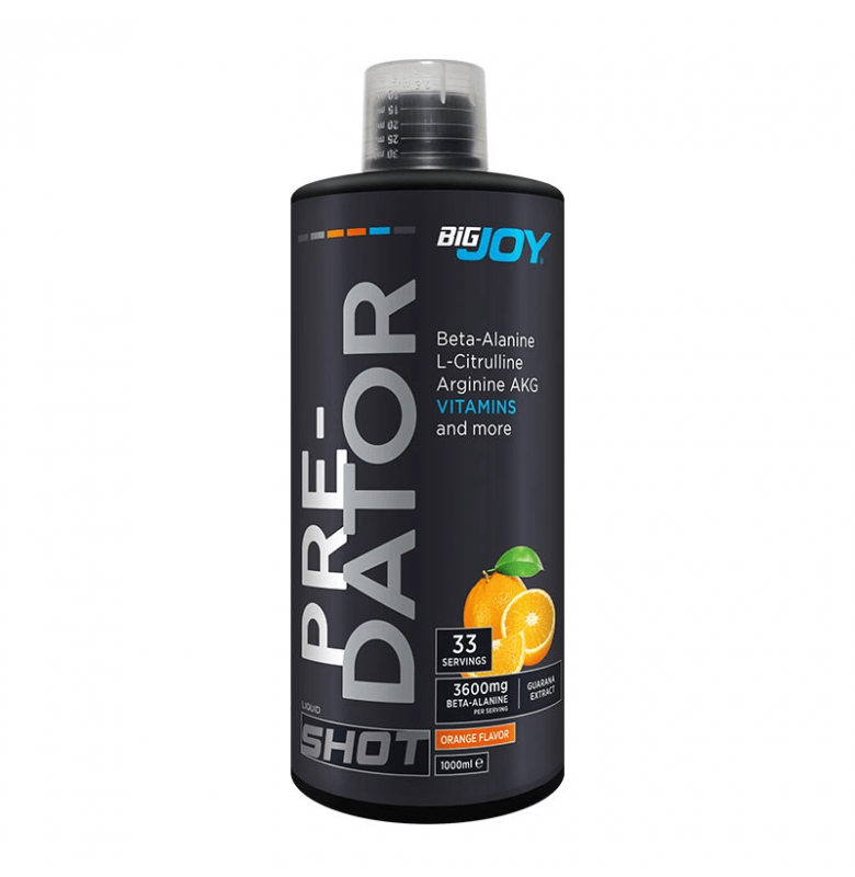 Bigjoy Predator Shot Portakal aromalı sıvı pre-workout 1000 ml.