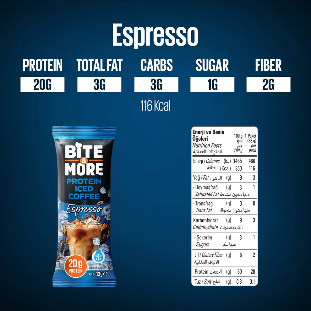 Bite & More Protein Iced Coffee Espresso 1 Adet x 33 gram (Tekli)