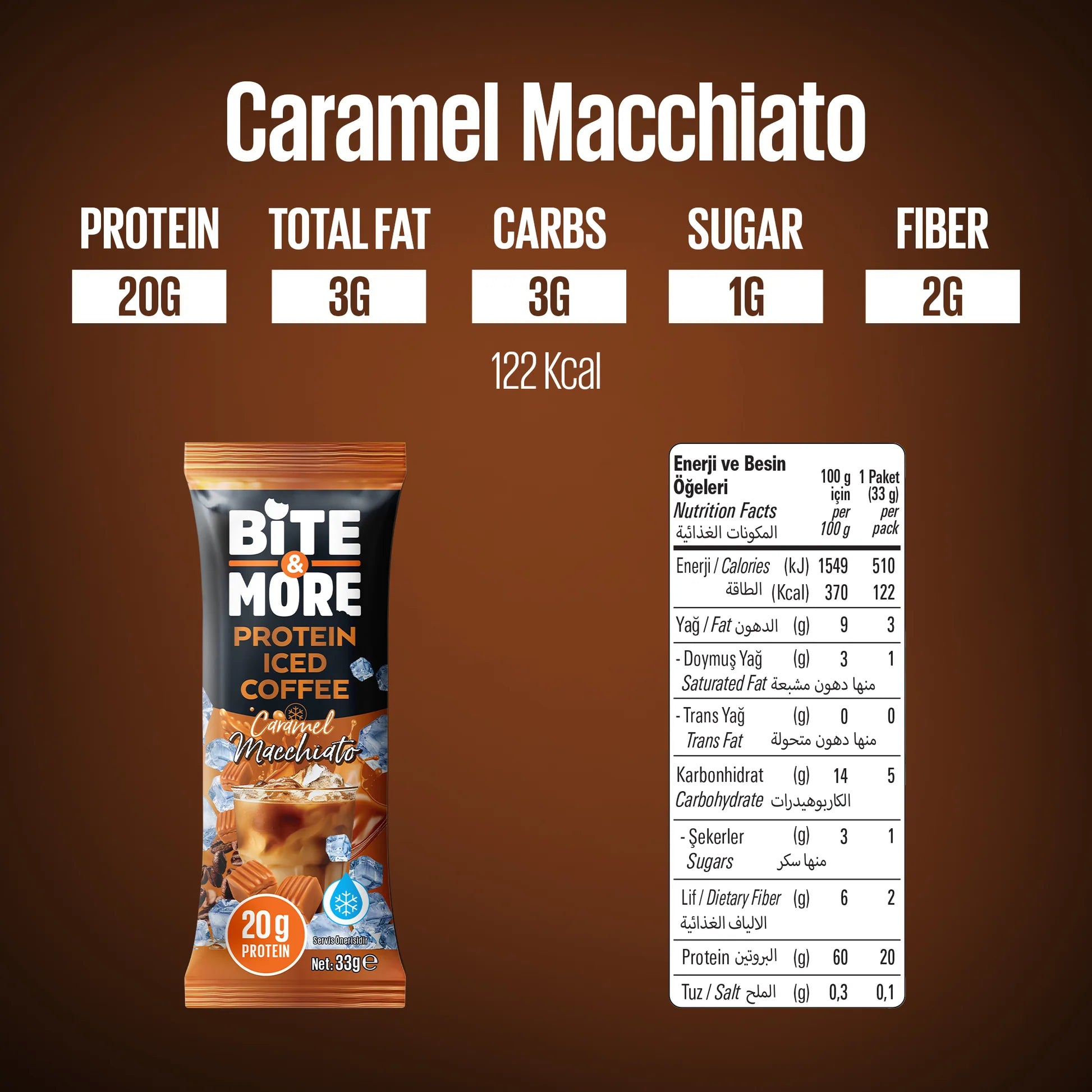 Proteinli Soğuk Kahve - Caramel Macchiato (33g x1 Adet) (Tekli)