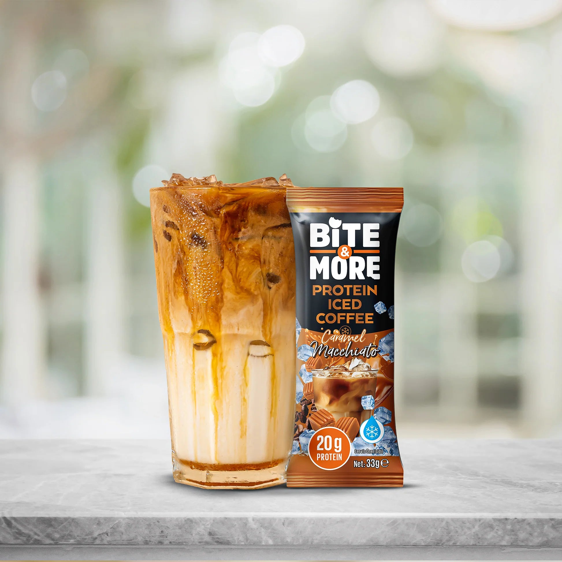 Bite & More Proteinli Soğuk Kahve Caramel Macchiato 33g (10lu Kutu)