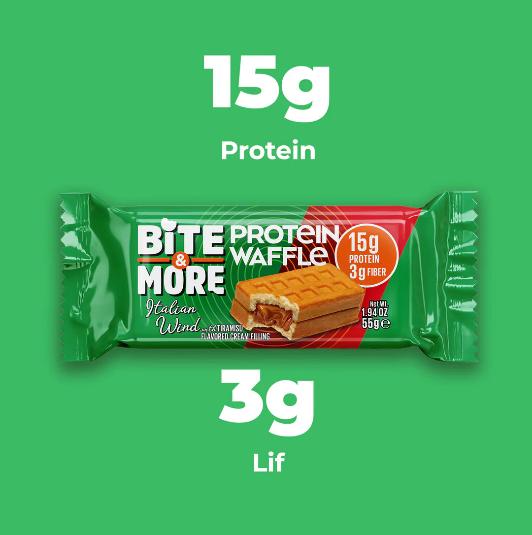 Bite & More Protein Waffle Italian Wind - Tiramisu Aromalı Kremalı  1 Adet x 55 Gram (Tekli)