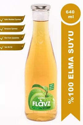 Flavz %100 Doğal Elma Sıkma Meyve Suyu - 640ml Cam Şişe Ürün ana görseli