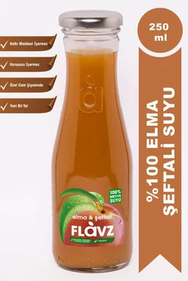 Flavz 100% Natural Peach &amp; Apple Juice - 640ml Glass Bottle