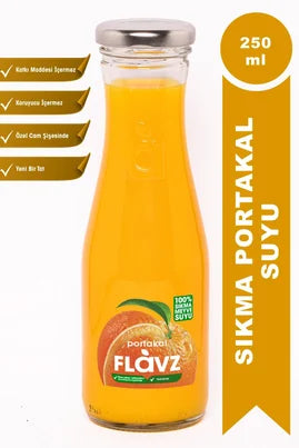 Flavz %100 Doğal Portakal Sıkma Meyve Suyu - 250ml Cam Şişe Ürün ana görseli