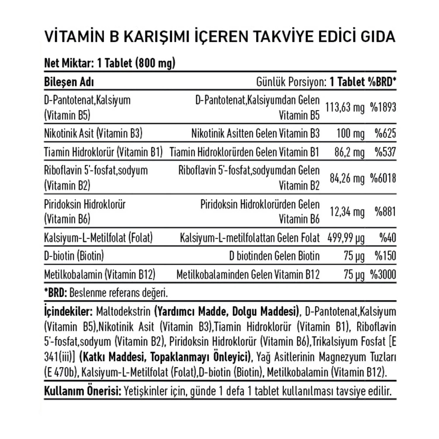 Herbina B Power B Vitamin Kompleks 60 Tablet Ürün ikincil görseli