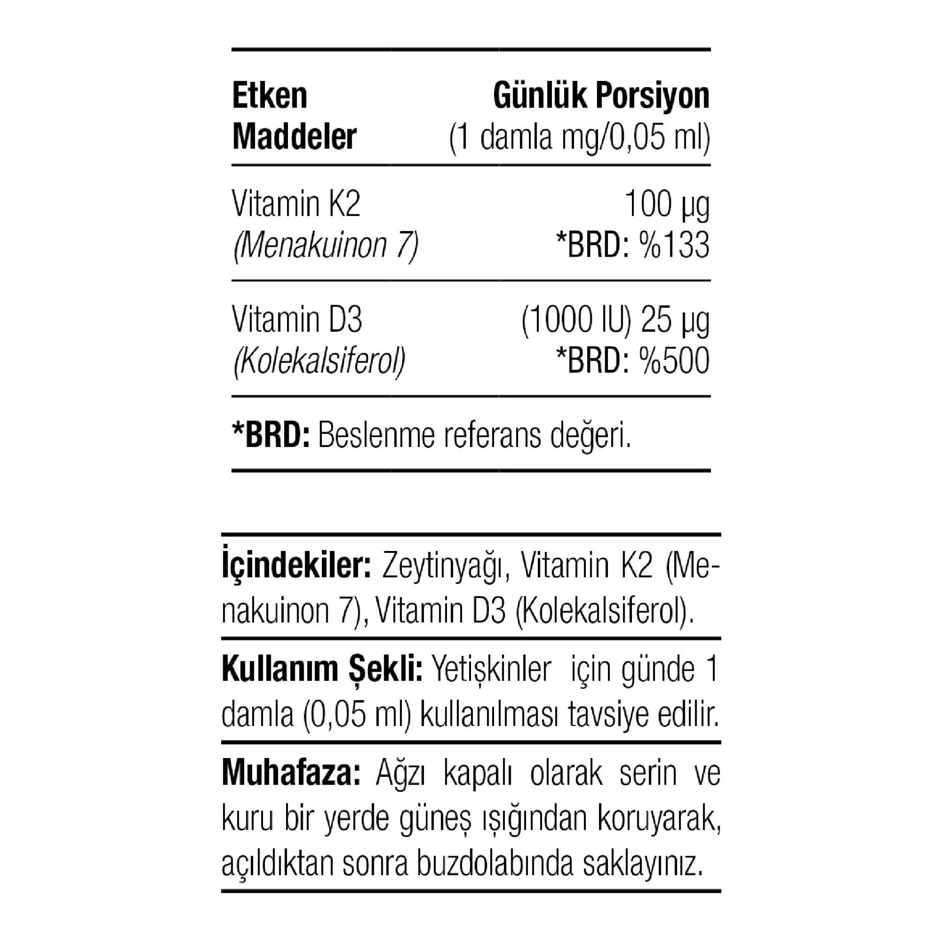 Herbina D3K2 D ve K Vitamini Ürün ikincil görseli