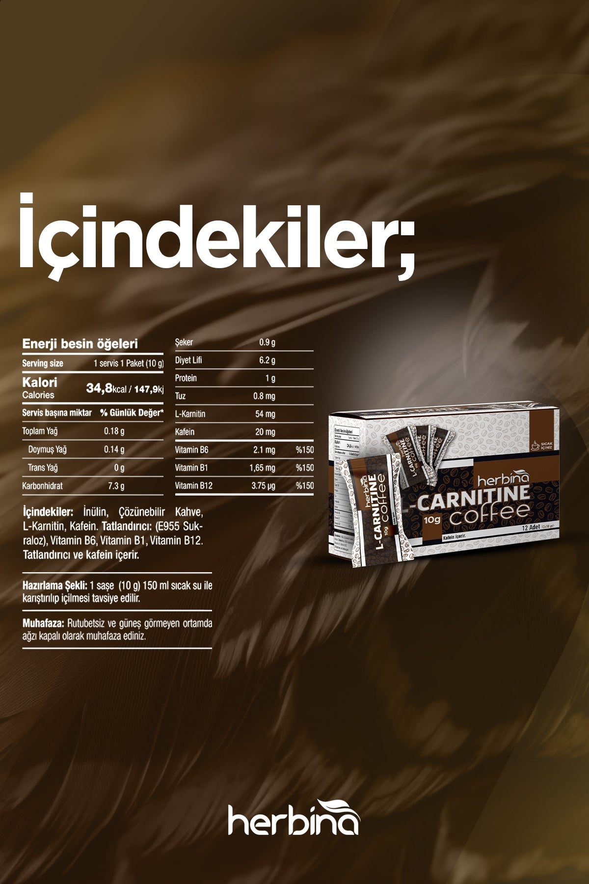 Herbina L-Carnitine Coffee 1 Paket x 10 gr. (Tekli)