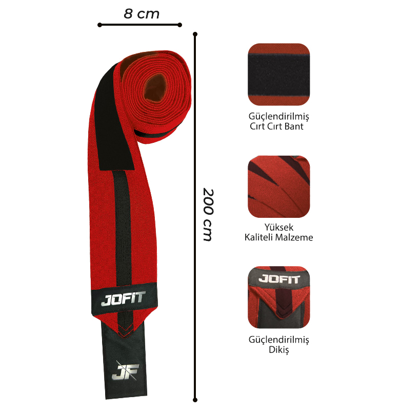 Jofit Knee Wraps Diz Bandajı Kırmızı Siyah