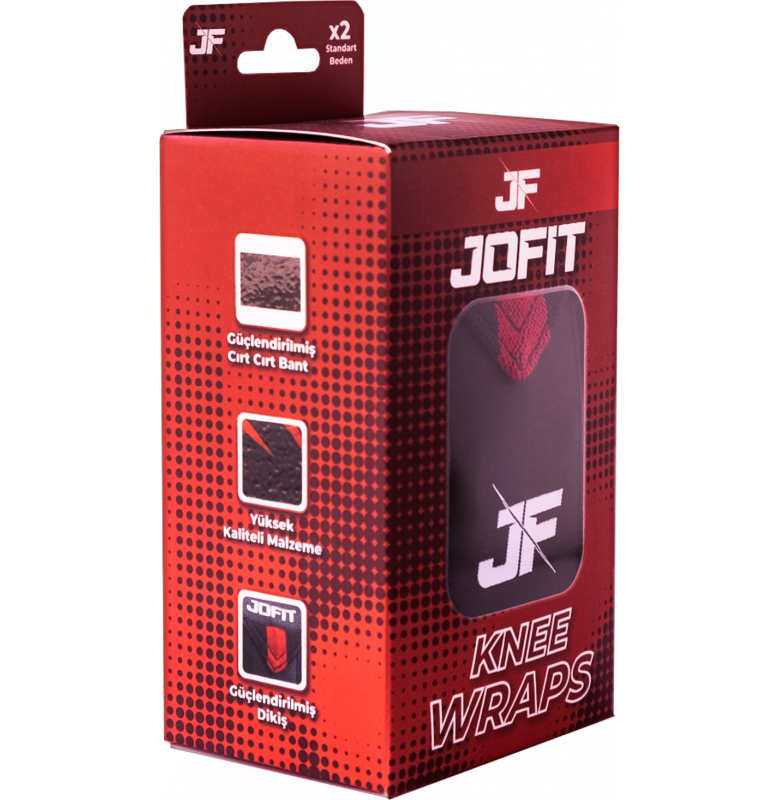Jofit Knee Wraps Siyah - Kırmızı