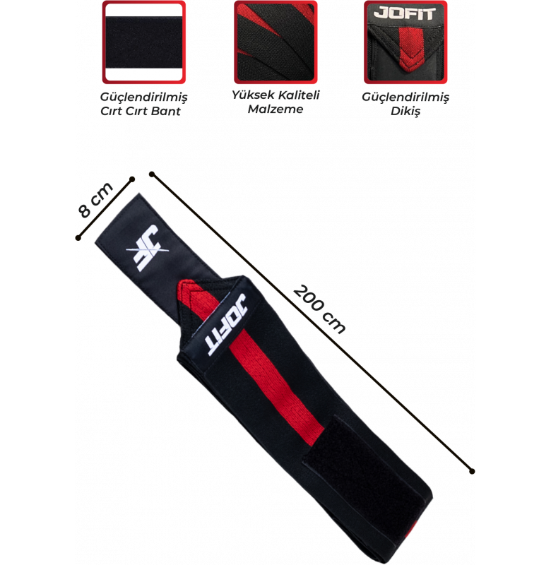 Jofit Knee Wraps Siyah - Kırmızı